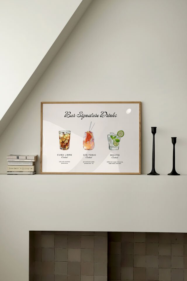 Bar Signature Drinks Çerçevesiz Poster