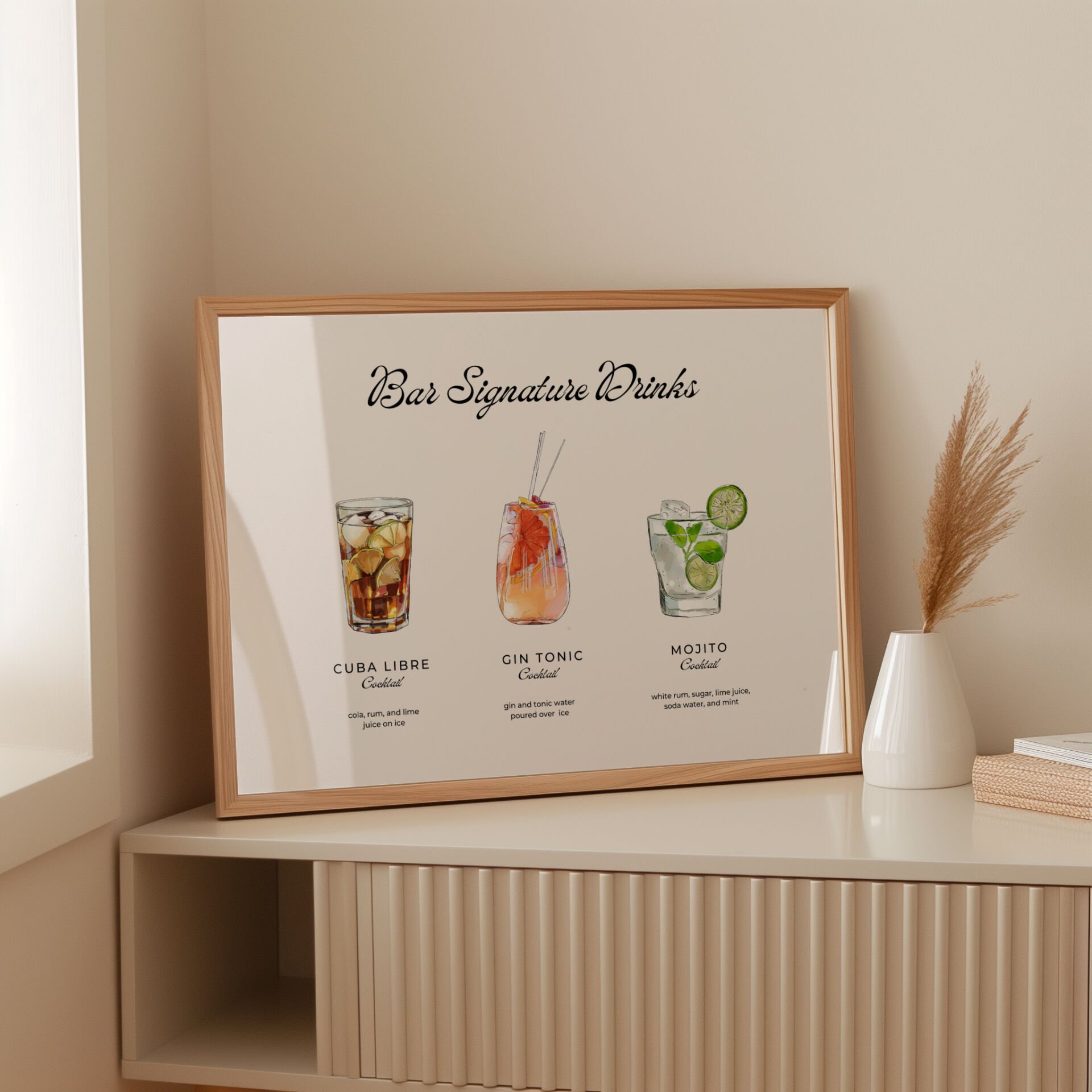 Bar Signature Drinks Çerçevesiz Poster