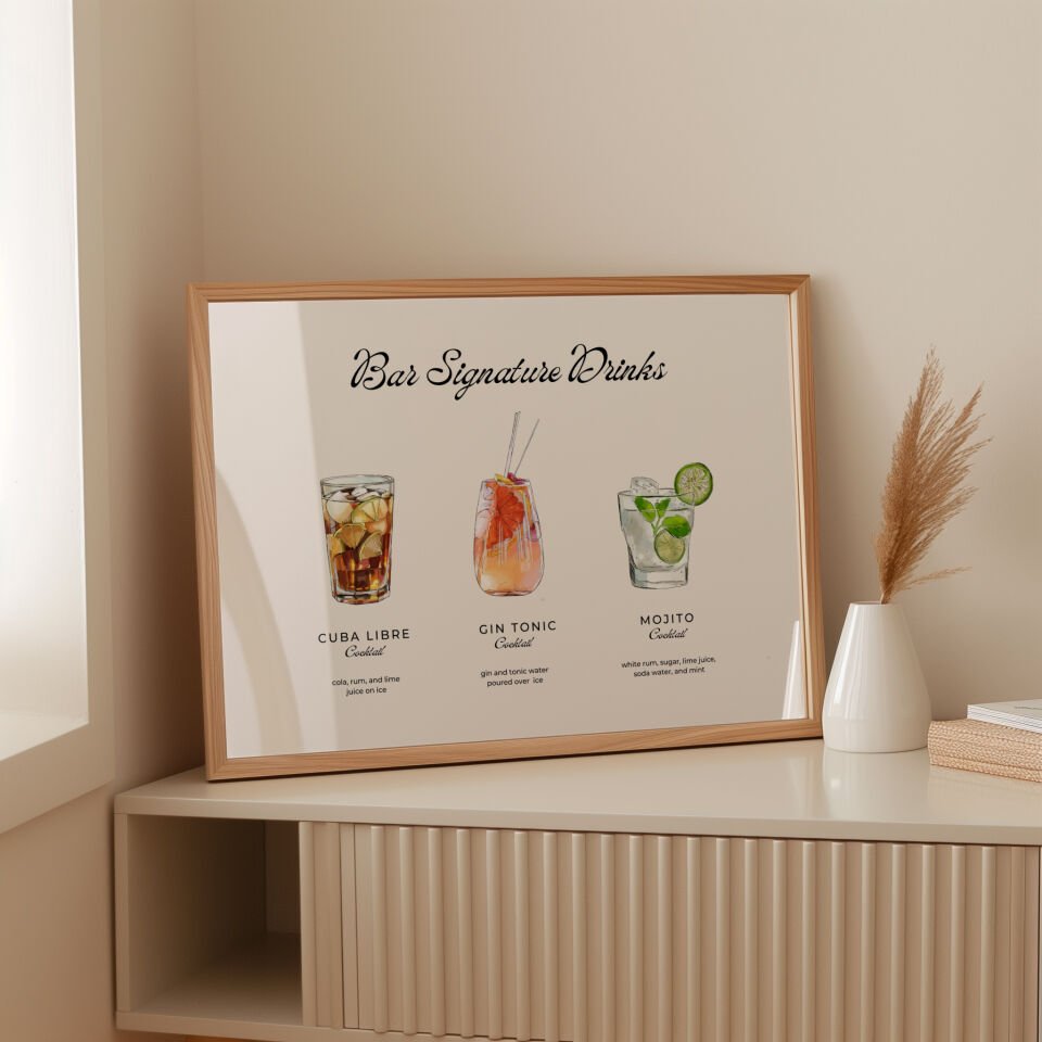Bar Signature Drinks Çerçevesiz Poster