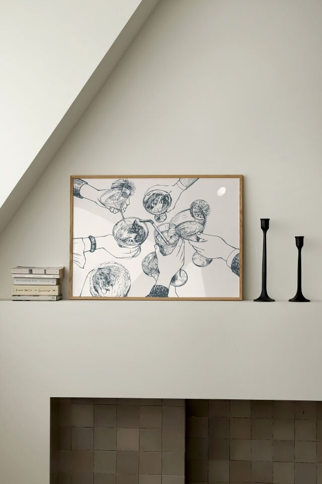 Cheers Sketch Çerçevesiz Poster