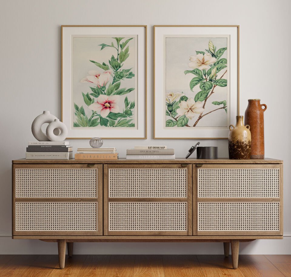 Vintage Botanical Blossoms 2'li Çerçevesiz Poster