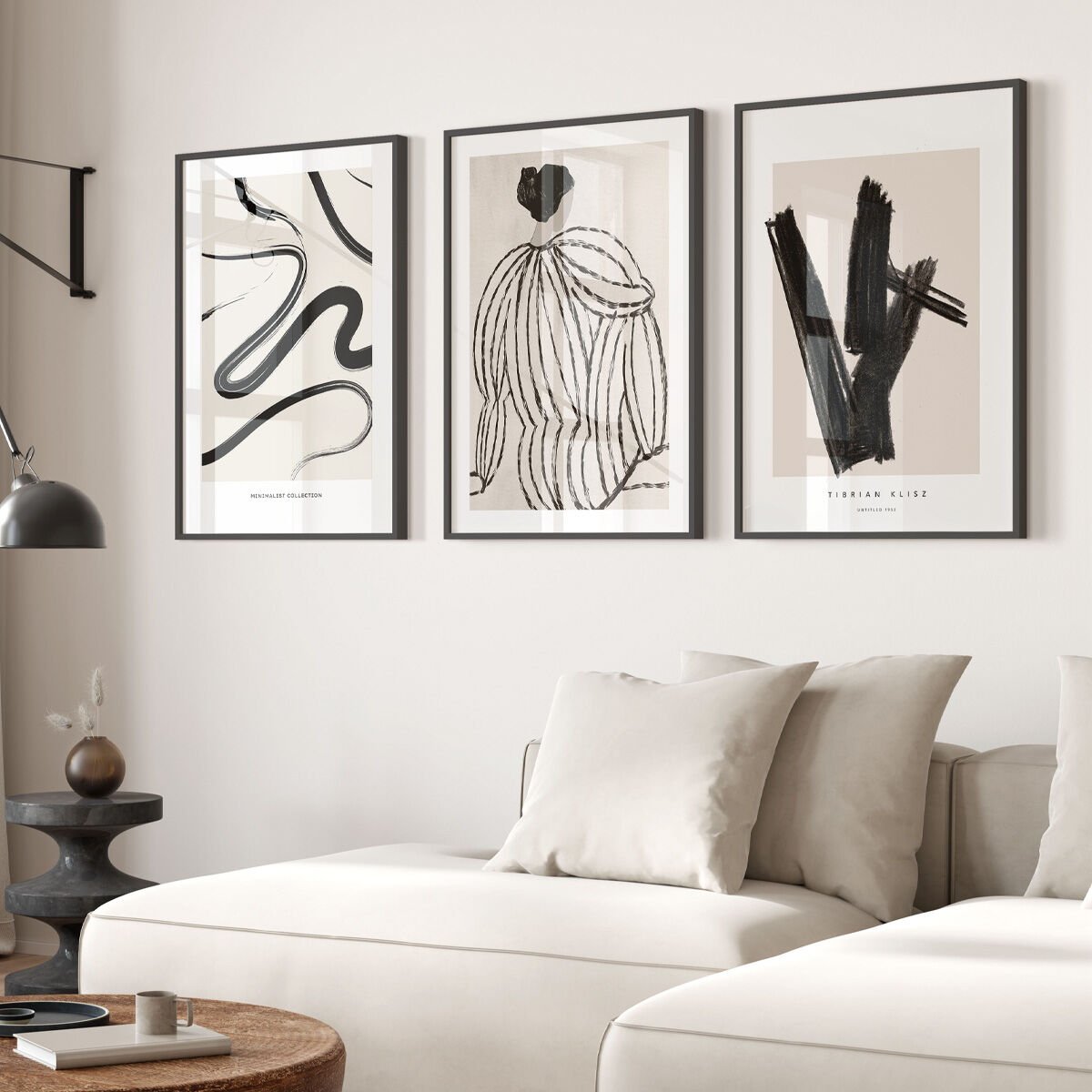 Abstract Brush Figure 3'lü Çerçevesiz Poster Seti