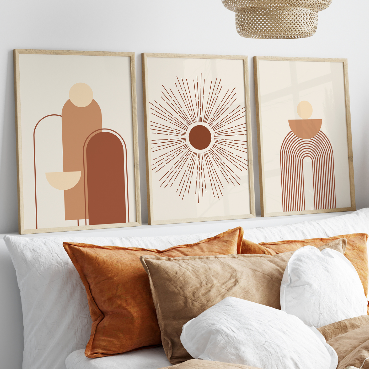Terracotta Rays 3'lü Çerçevesiz Poster