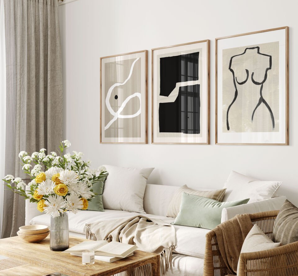 Neutral Abstractions 3'lü Çerçevesiz Poster