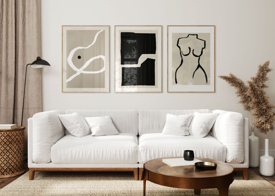 Neutral Abstractions 3'lü Çerçevesiz Poster
