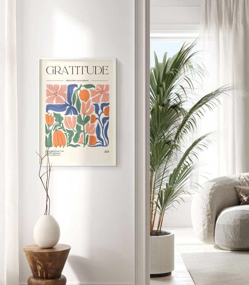 Gratitude Botanical Çerçevesiz Poster