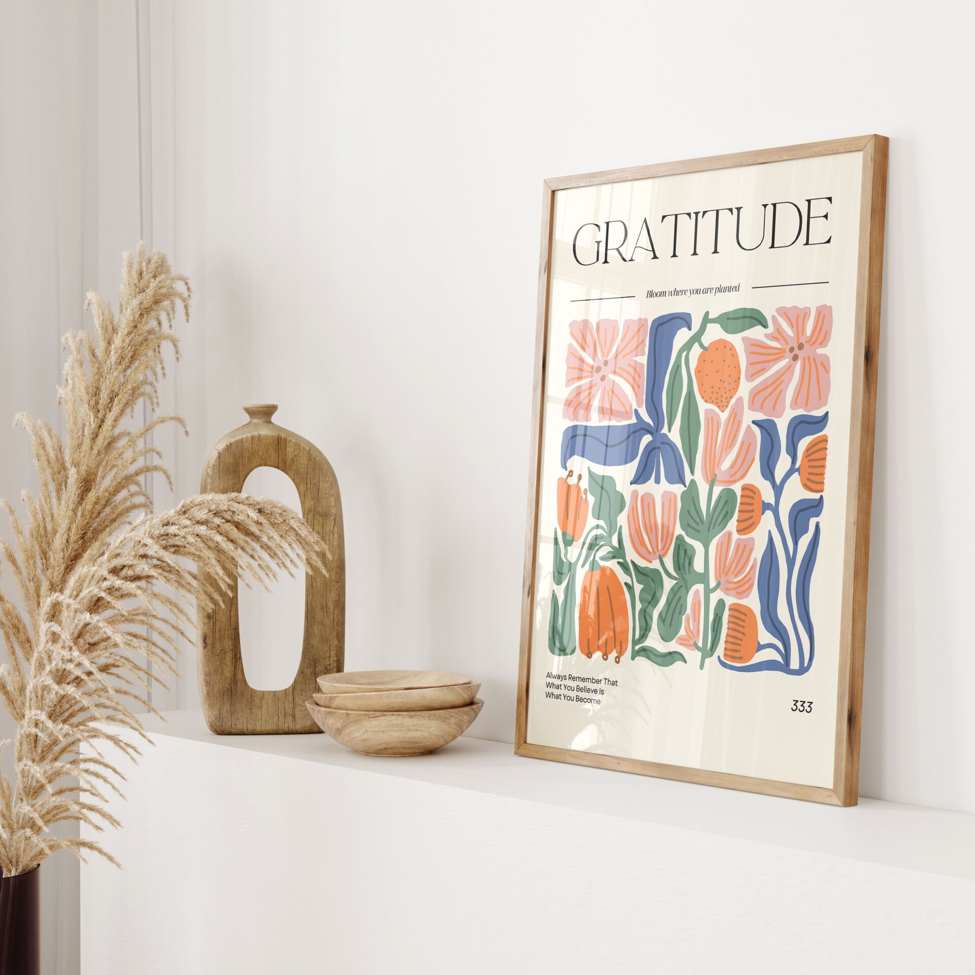 Gratitude Botanical Çerçevesiz Poster
