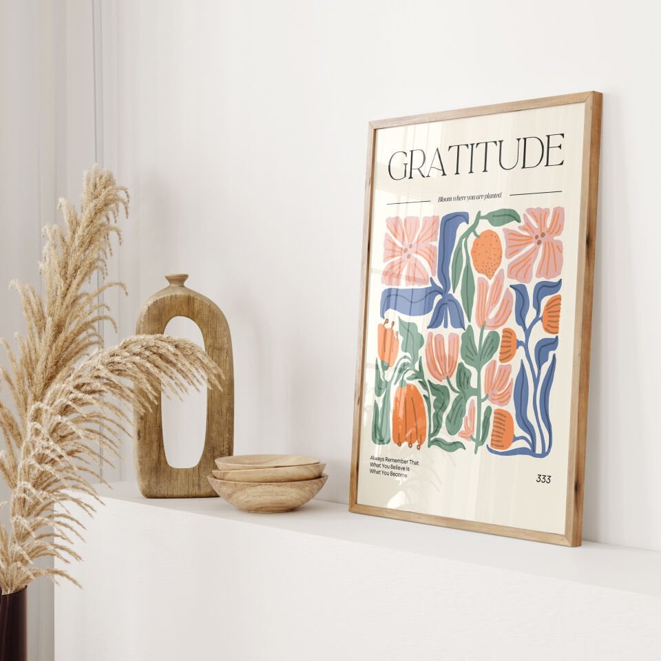 Gratitude Botanical Çerçevesiz Poster