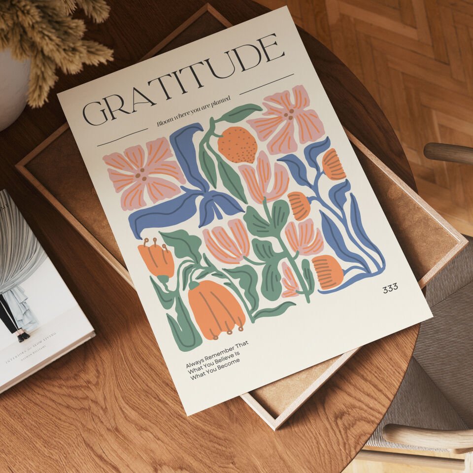 Gratitude Botanical Çerçevesiz Poster