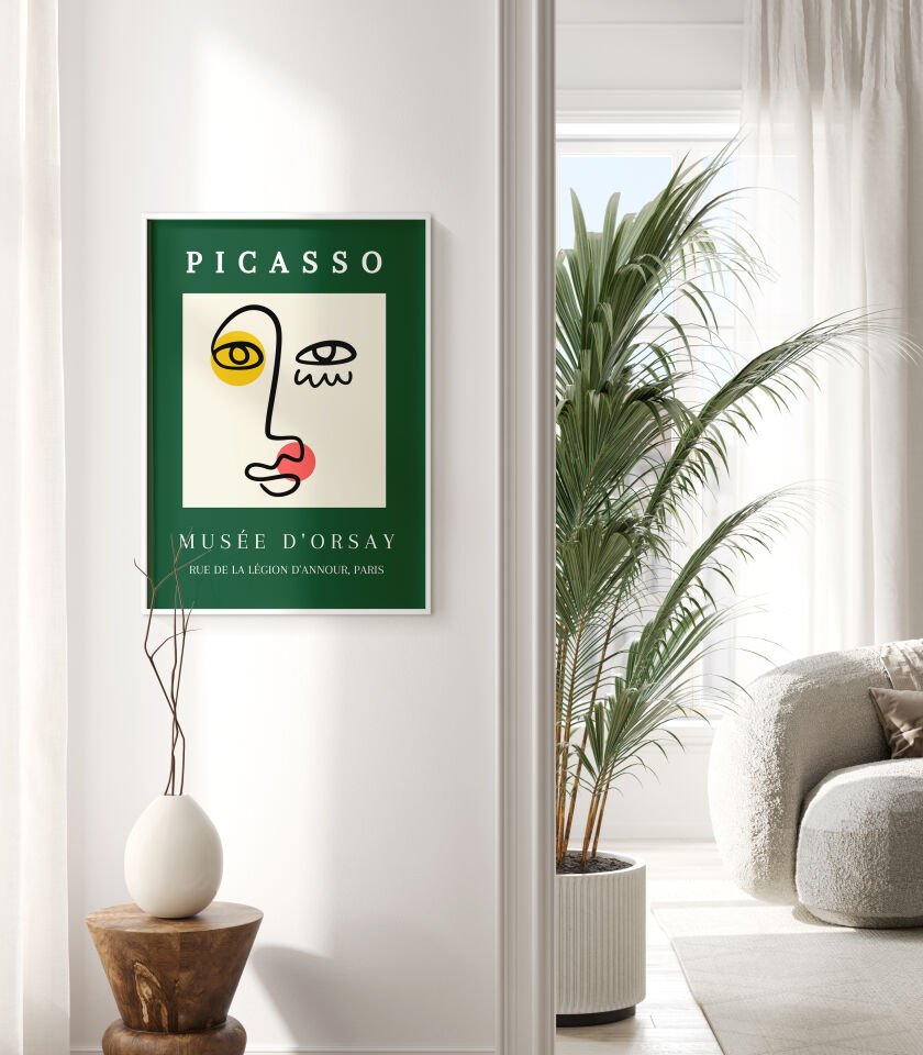 Picasso Green Line Art Çerçevesiz Poster