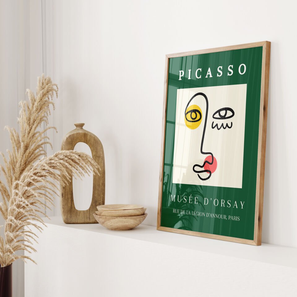 Picasso Green Line Art Çerçevesiz Poster