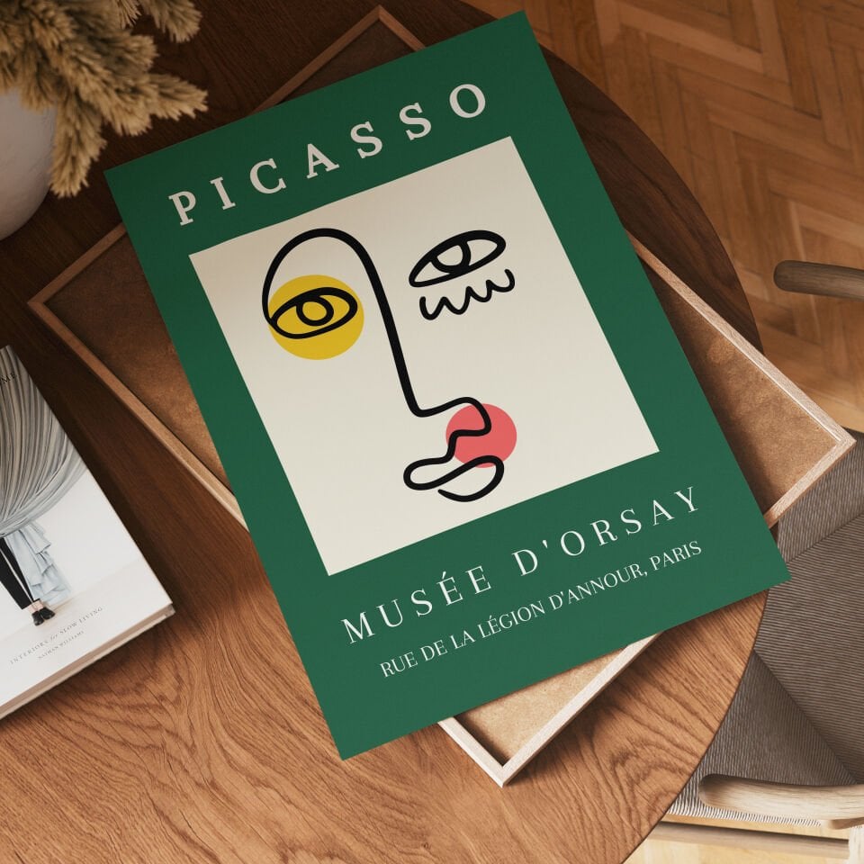 Picasso Green Line Art Çerçevesiz Poster