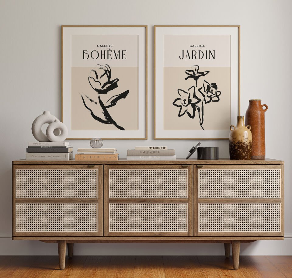 Boho Floral 2'li Çerçevesiz Poster