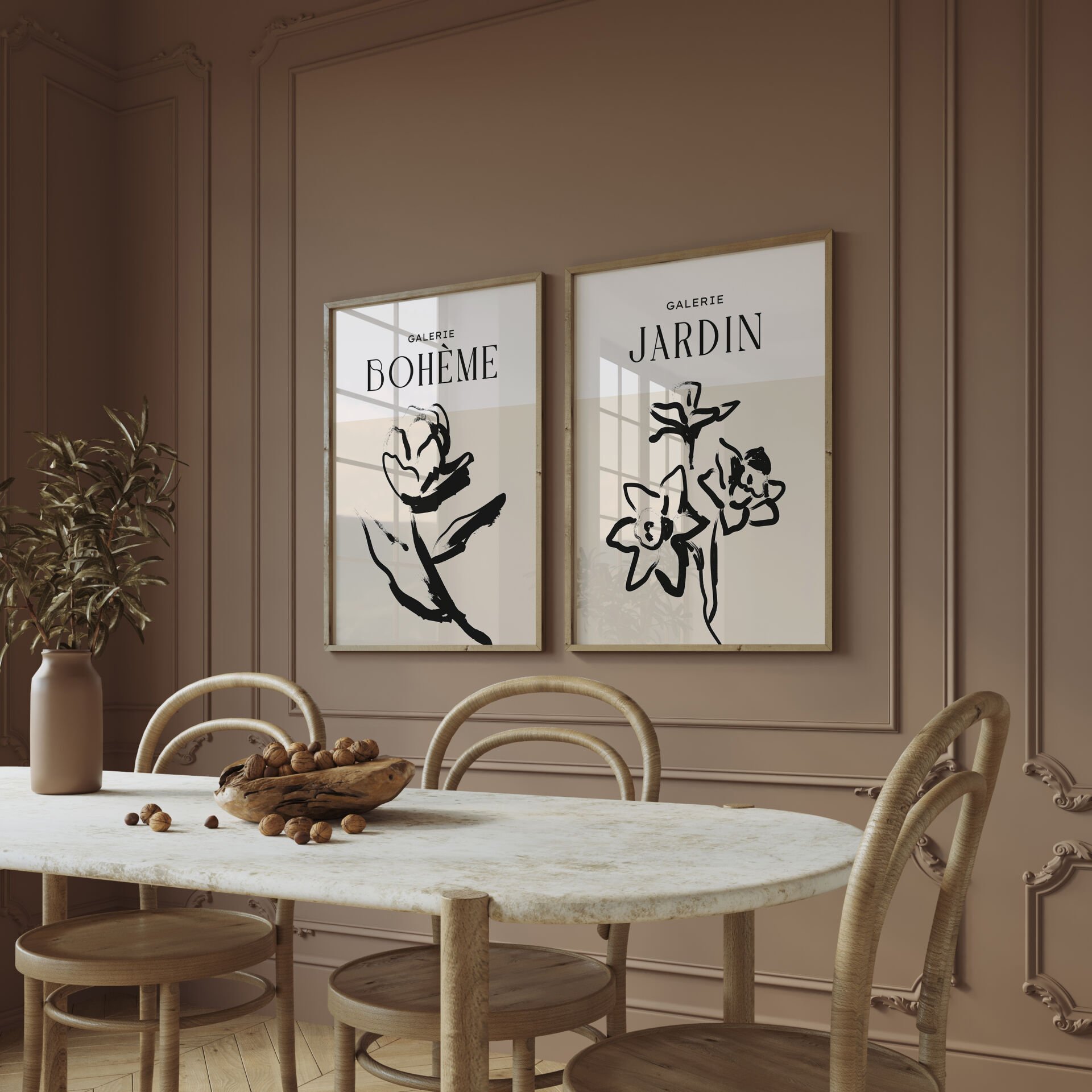 Boho Floral 2'li Çerçevesiz Poster