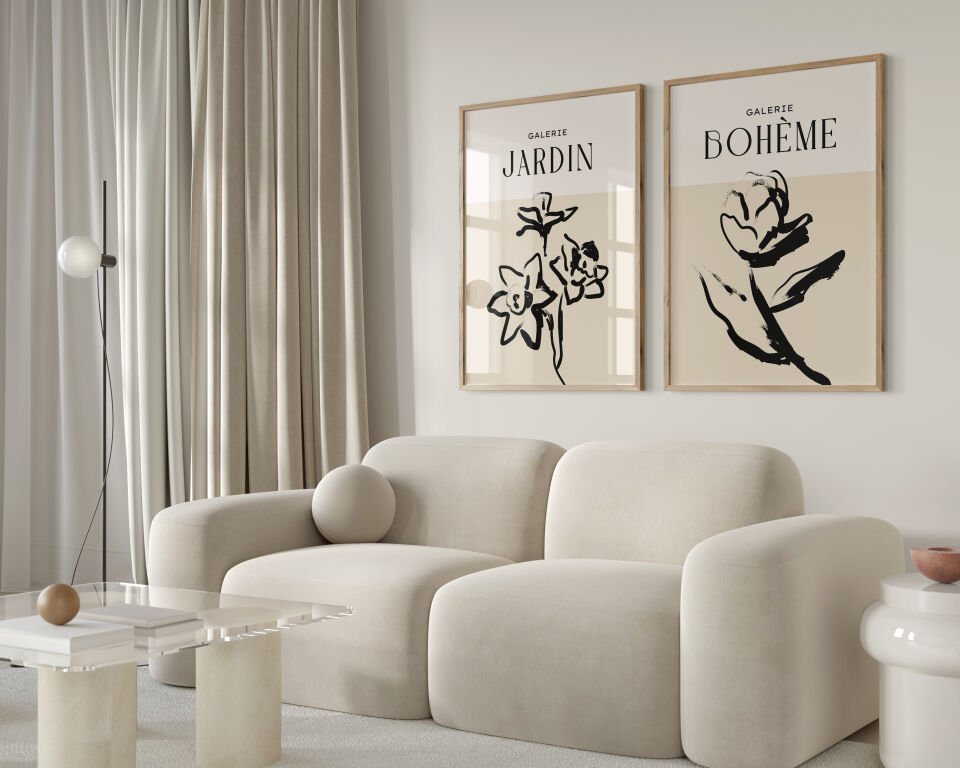 Boho Floral 2'li Çerçevesiz Poster