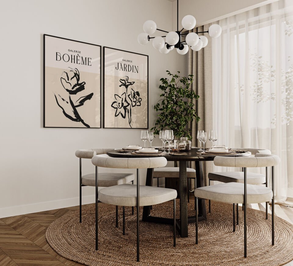 Boho Floral 2'li Çerçevesiz Poster