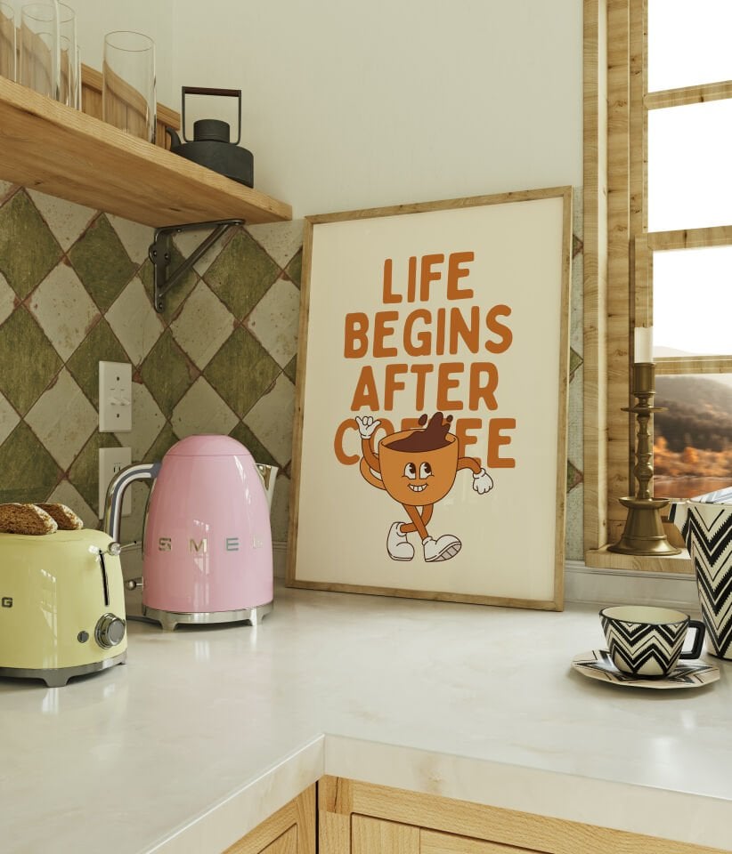 Life Beggin After Coffe Çerçevesiz Poster
