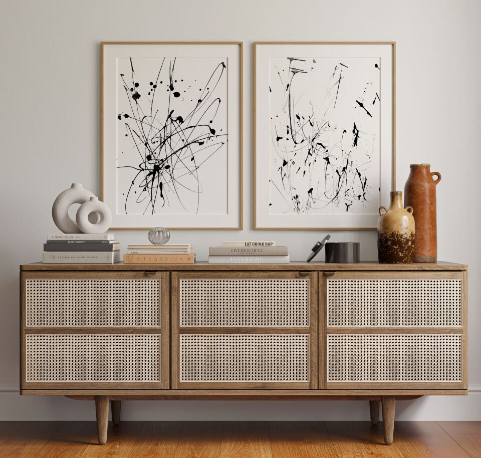 Modern Brush Dance 2'li Çerçevesiz Poster