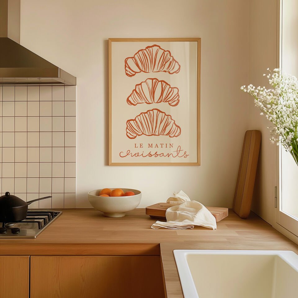 le matin croissant Çerçevesiz Poster