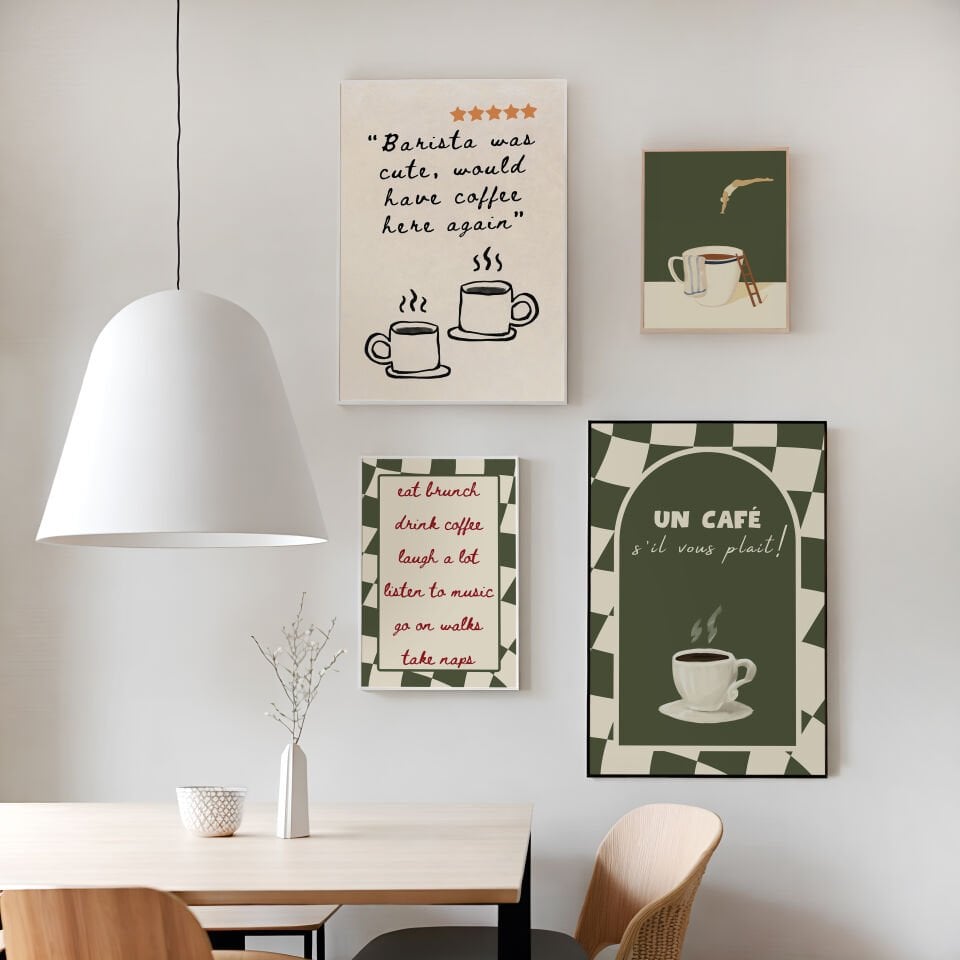 Coffee Lovers Art Çerçevesiz Poster  Set