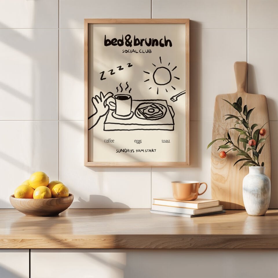 Bed and brunch Çerçevesiz Poster