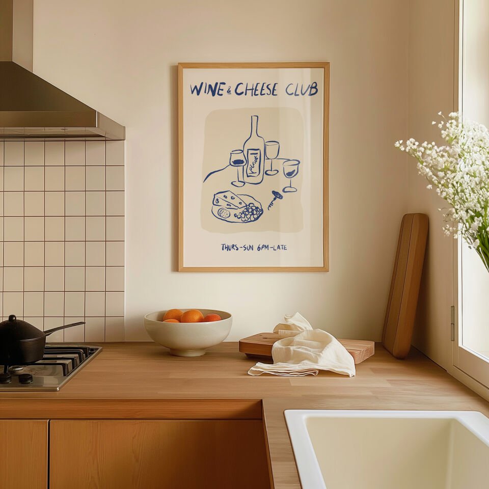 Wine cheese club Çerçevesiz Poster