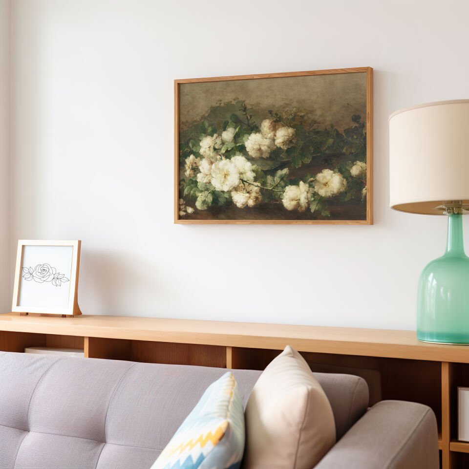 White Garden Roses Çerçevesiz Poster