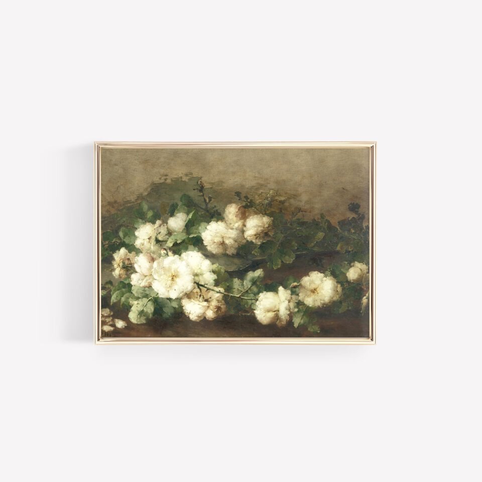 White Garden Roses Çerçevesiz Poster