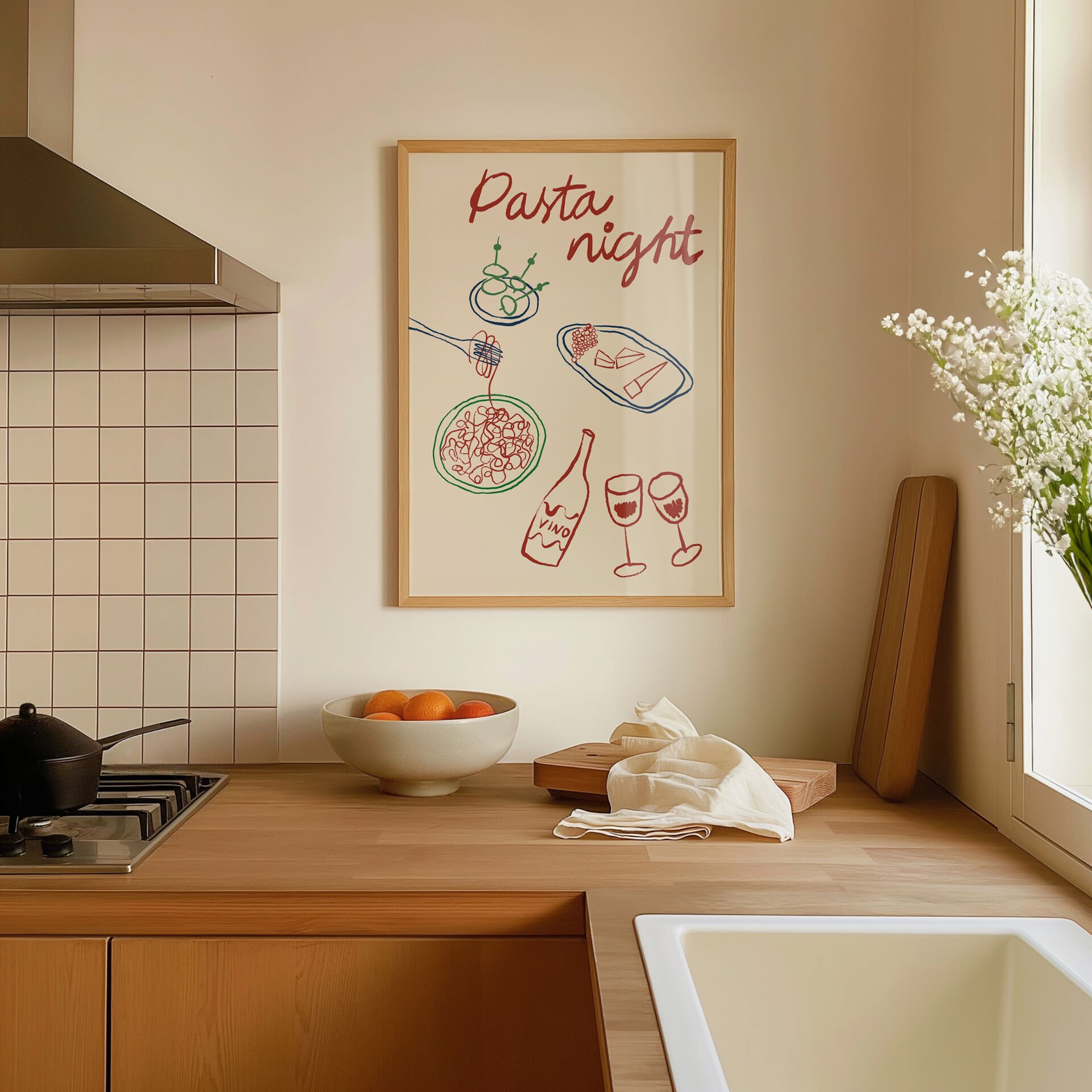 Pasta Night Çerçevesiz Poster