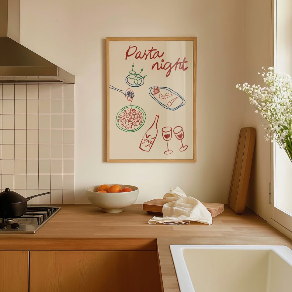 Pasta Night Çerçevesiz Poster