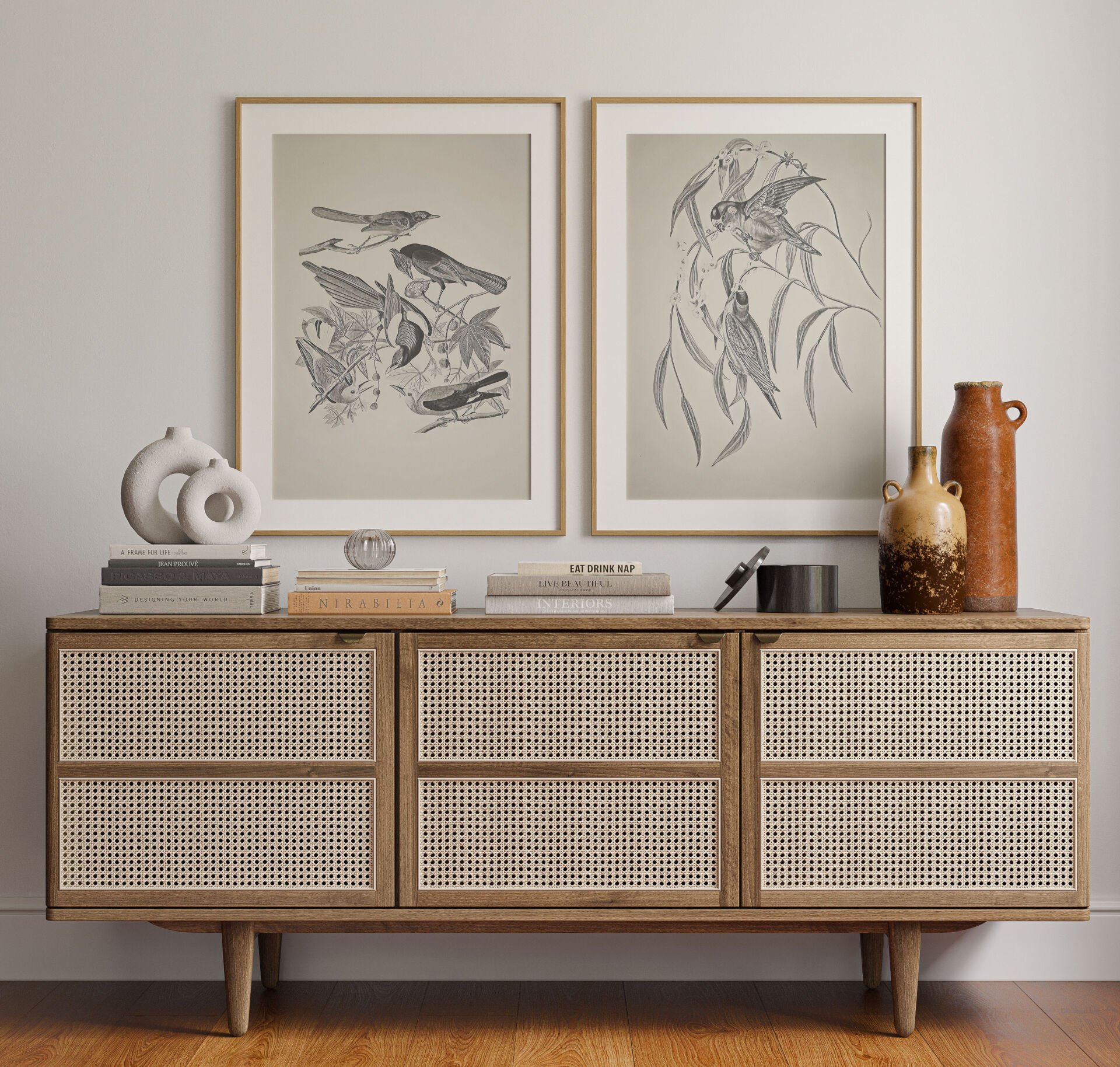 Birds Illustration 2'li Çerçevesiz Poster