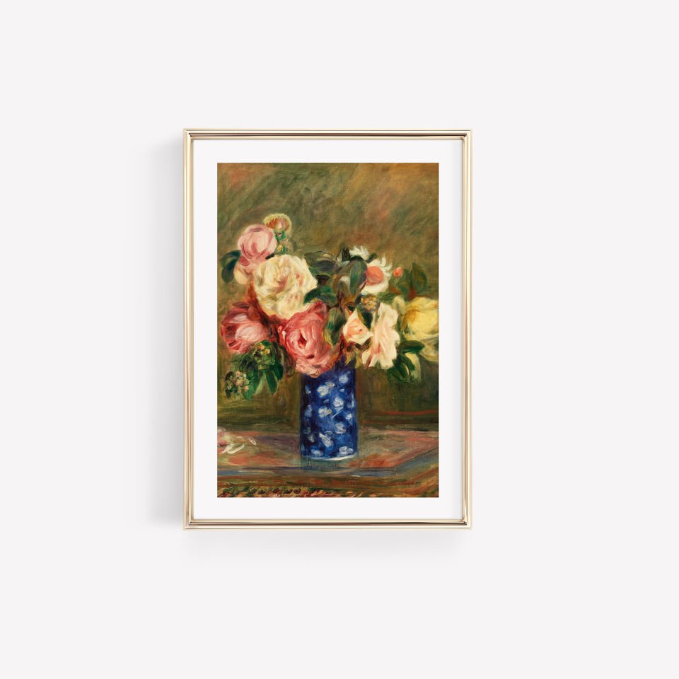 Bouquet in Blue Vase Çerçevesiz Poster