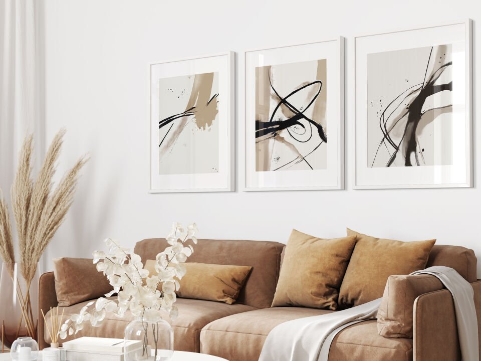 Abstract Art 3'lü Çerçevesiz Poster