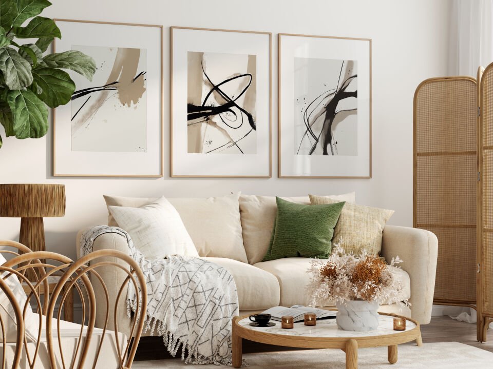 Abstract Art 3'lü Çerçevesiz Poster