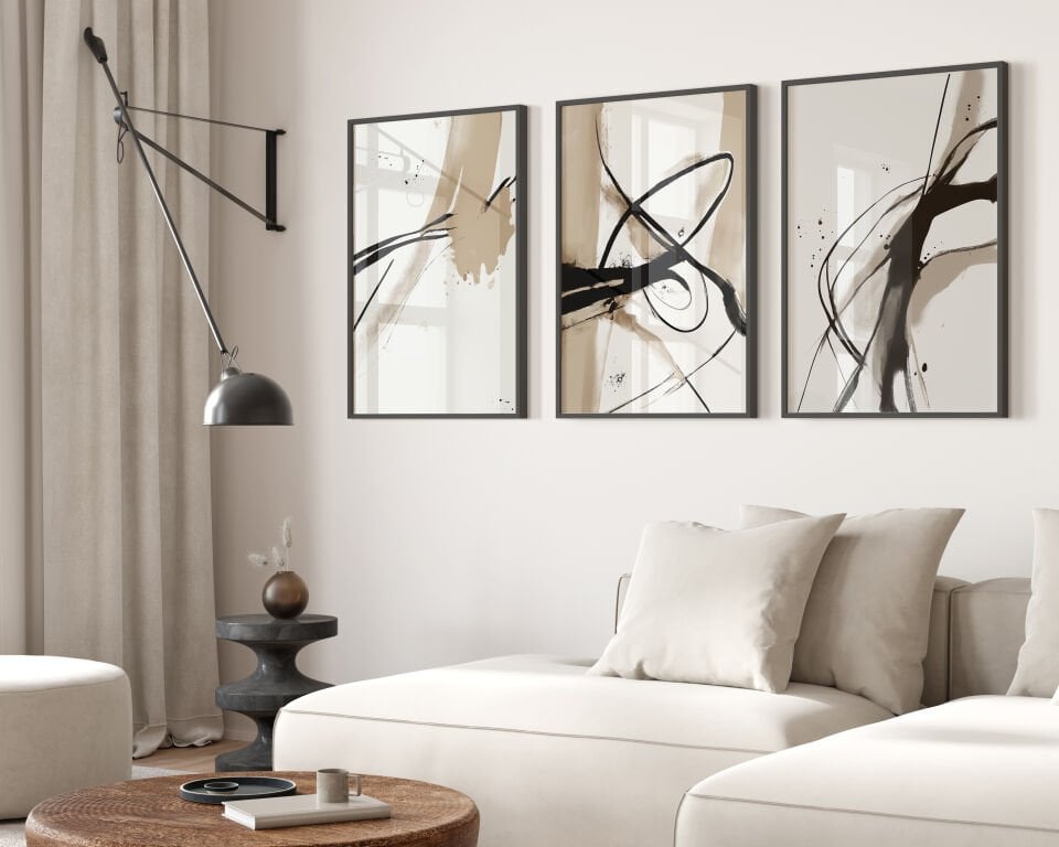 Abstract Art 3'lü Çerçevesiz Poster