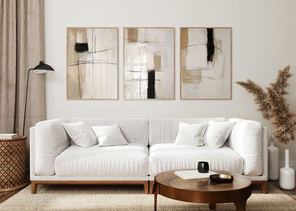 Minimalist Line Art 3'lü Çerçevesiz Poster