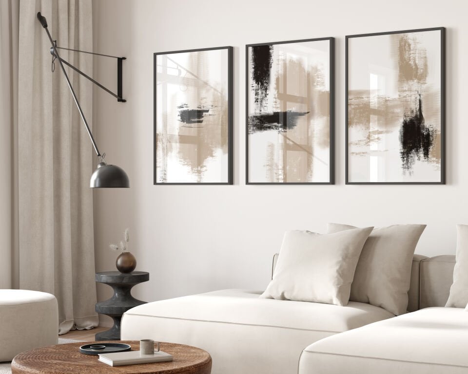 Abstract Modern 3'lü Çerçevesiz Poster