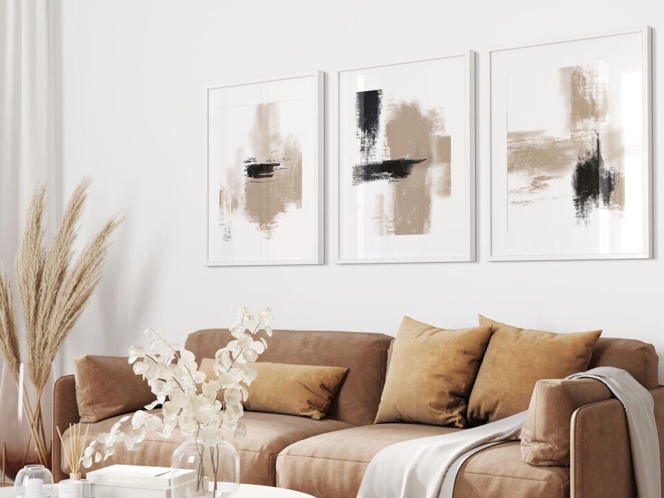 Abstract Modern 3'lü Çerçevesiz Poster