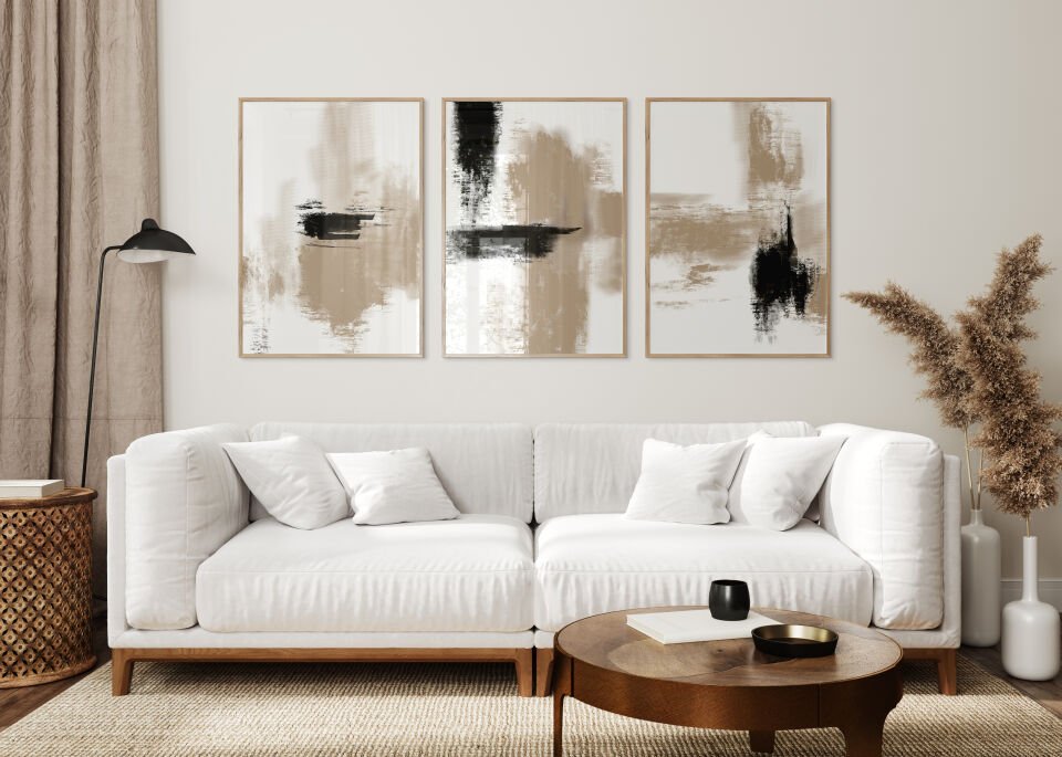 Abstract Modern 3'lü Çerçevesiz Poster