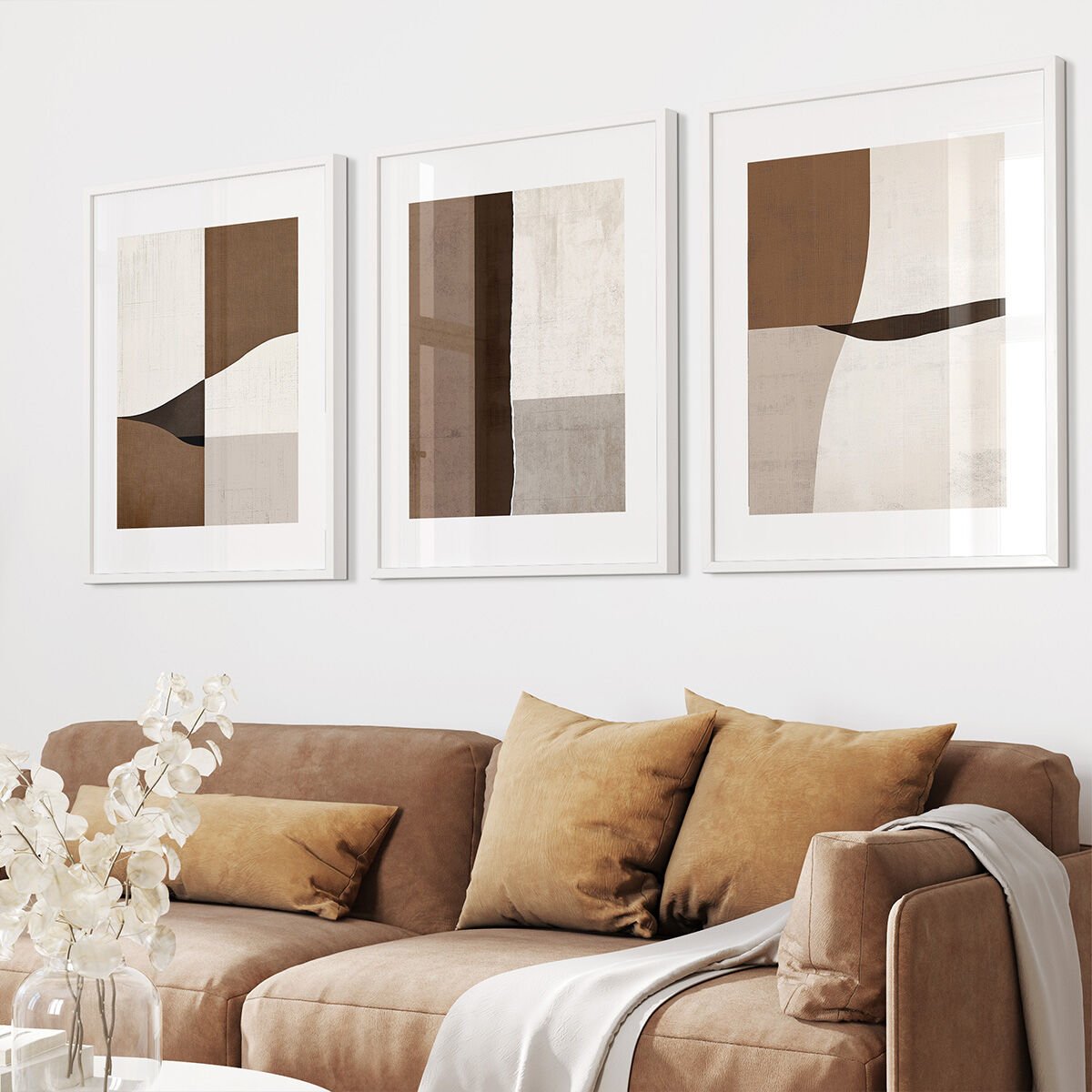 Soft Earth Tones 3'lü Çerçevesiz Poster