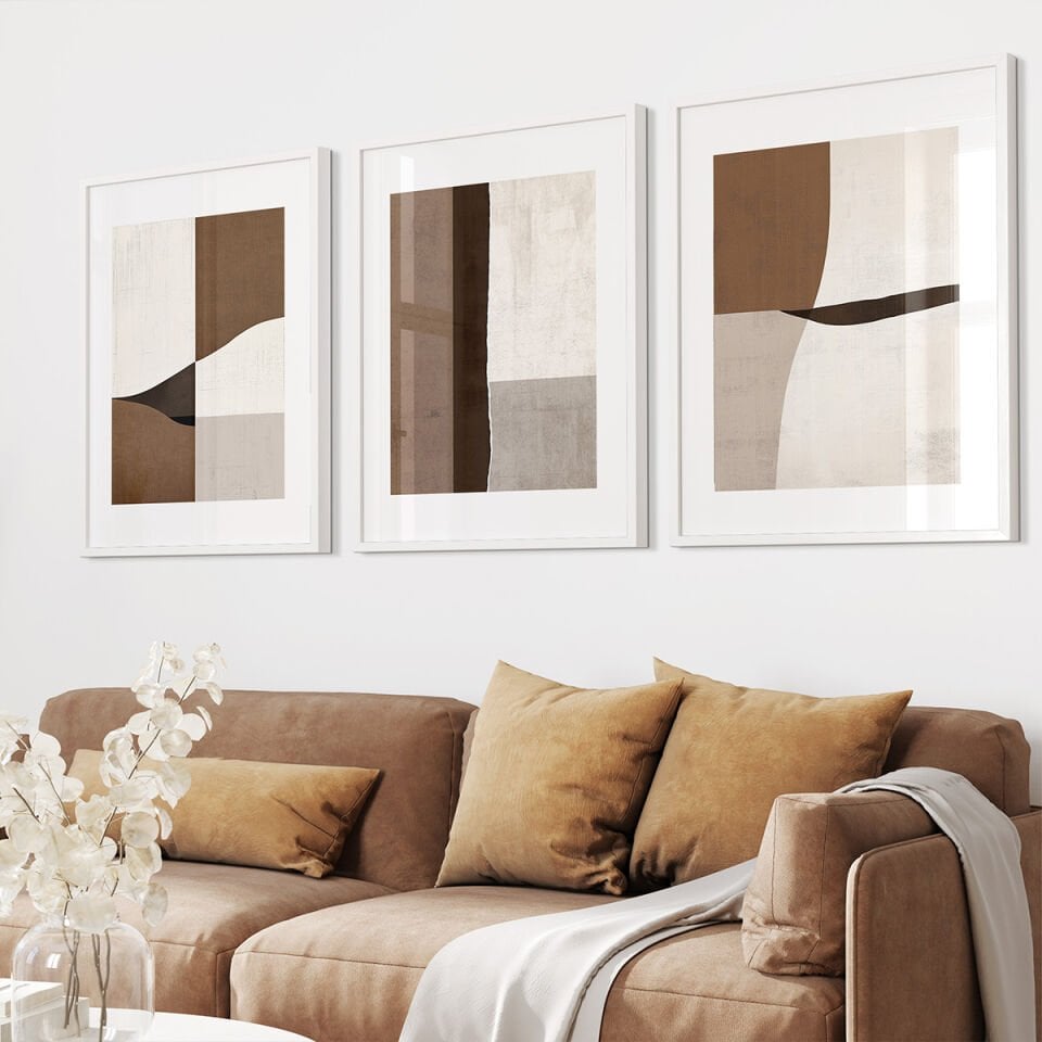 Soft Earth Tones 3'lü Çerçevesiz Poster