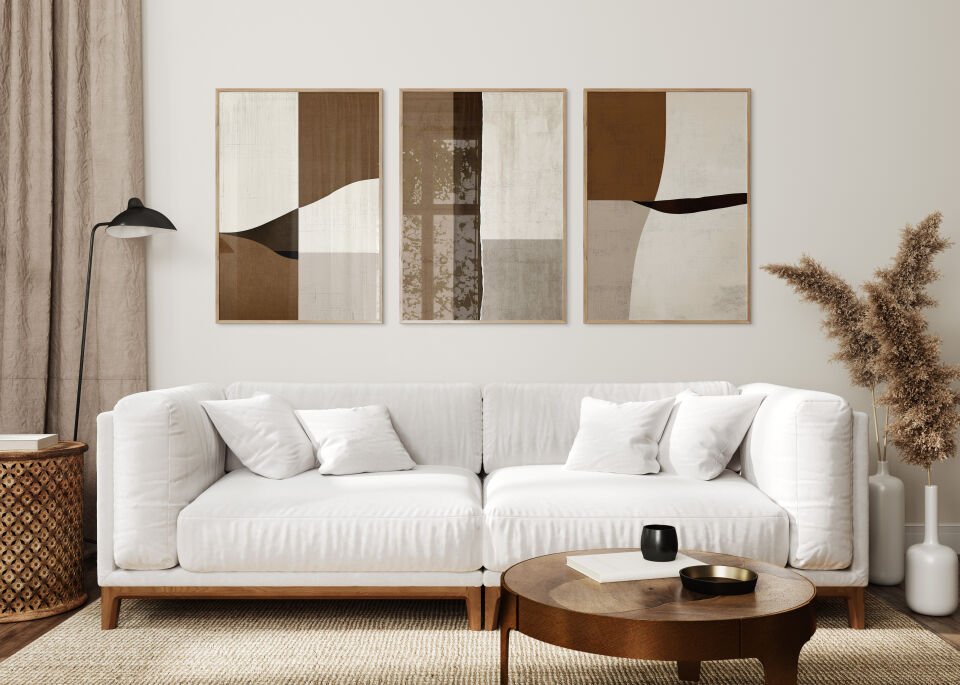 Soft Earth Tones 3'lü Çerçevesiz Poster