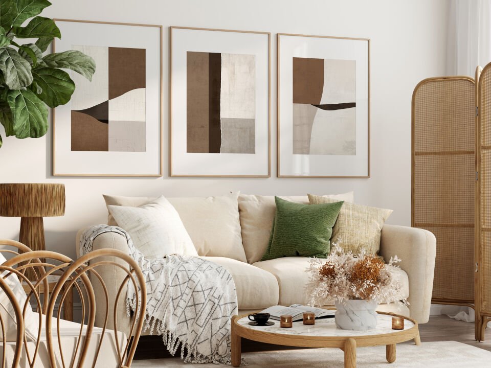 Soft Earth Tones 3'lü Çerçevesiz Poster