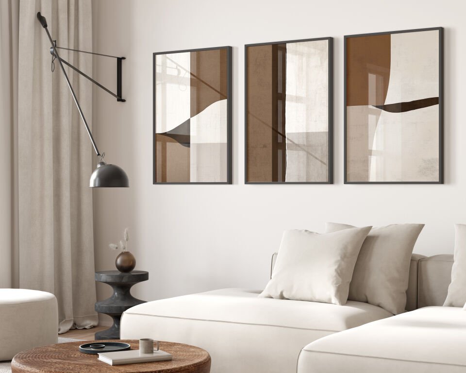 Soft Earth Tones 3'lü Çerçevesiz Poster