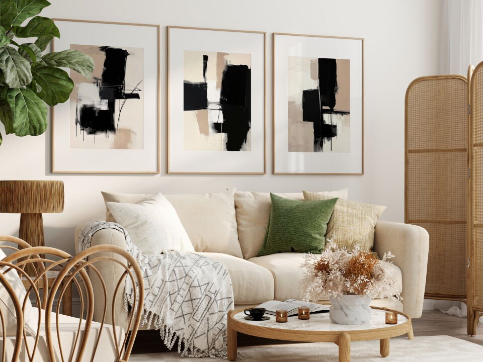 Abstract Harmony 3'lü Çerçevesiz Poster