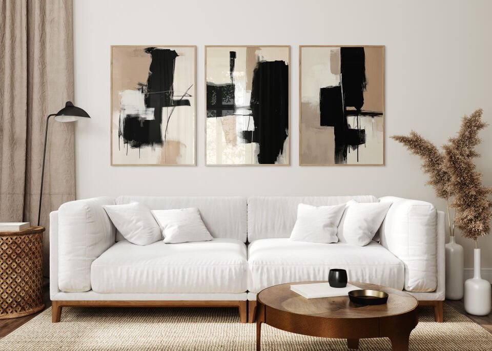 Abstract Harmony 3'lü Çerçevesiz Poster