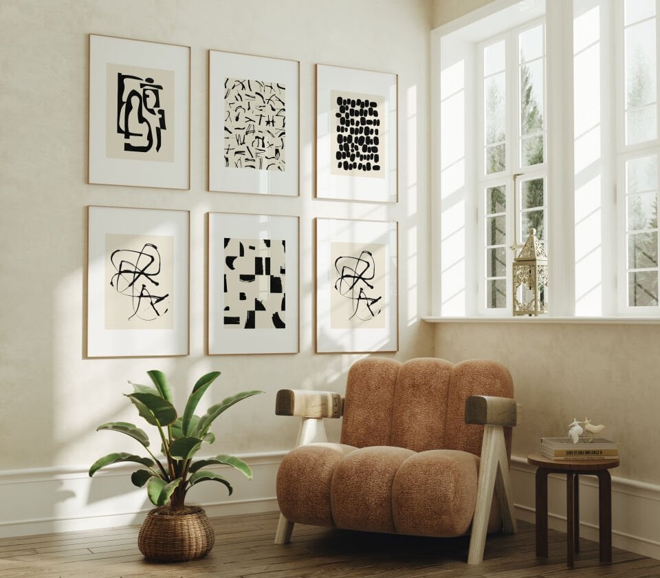 Mono Flow Çerçevesiz Poster Set