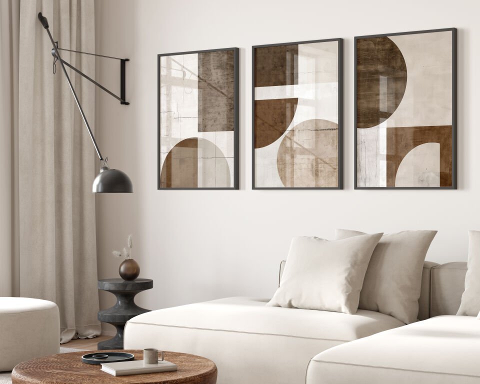 Rustic Geometric 3'lü Çerçevesiz Poster