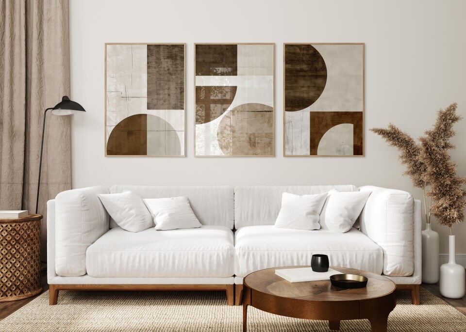 Rustic Geometric 3'lü Çerçevesiz Poster
