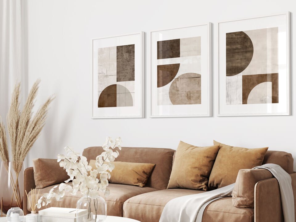 Rustic Geometric 3'lü Çerçevesiz Poster